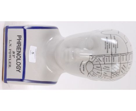 A vintage style ceramic china phrenology head H29cm