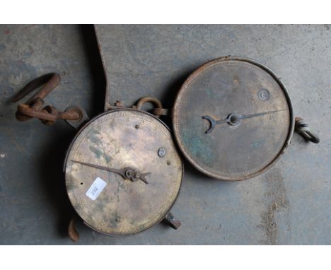 Two vintage industrial farming scales by Salter
