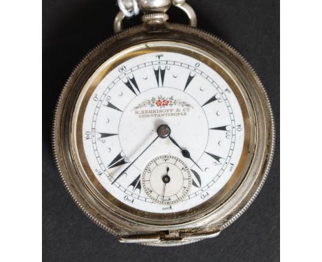 A silver 800 marked continental full hunter pocket watch by K. Serkisoff & Co, Constantinople The silver case and movement ma