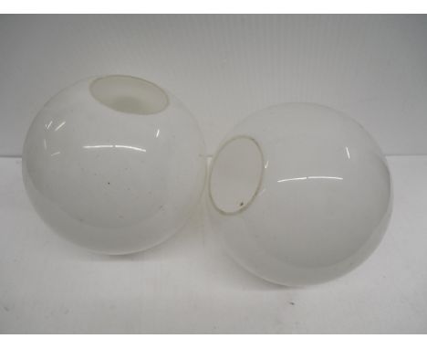 A pair of large globe opaline glass light shades  **PLEASE NOTE THIS LOT IS NOT AVAILABLE FOR PACKING AND POSTAGE** 