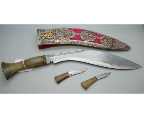A military regimental officer's Kothimora Kukri, British Gurkhas Nepal, silver and felt sheath  *THIS LOT IS NOT AVAILABLE FO