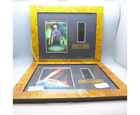 A pair of framed Star Trek pictures and film cel from the films Nemesis and Insurrection, both Limited Edition series 1, with