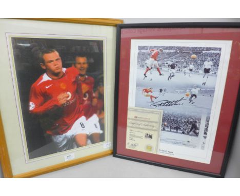 Football: two 1966 World Cup Final Geoff Hurst signed picture displays, with COA, together with a Wayne Rooney signed photogr