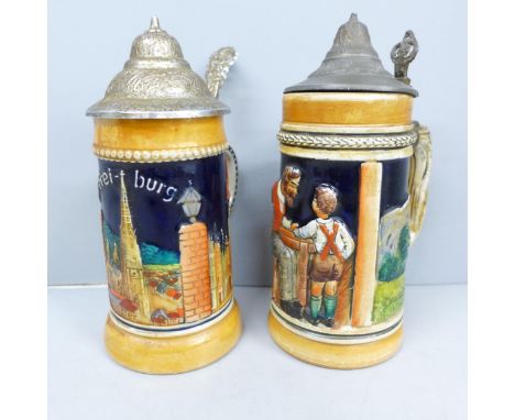 Two German ceramic beer steins 