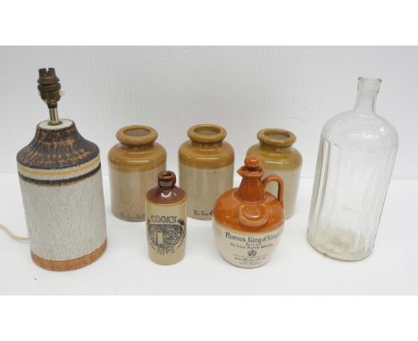 A collection of mixed ceramics to include three early 20th century E.L&amp;S stoneware storage jars, other storage jars, Roya