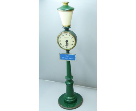 A Jaegar-LeCoultre lampost alarm clock, Rue De La Paix, 28cm