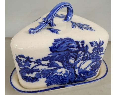 An Ironstone Staffordshire ceramic blue and white cheese dish 