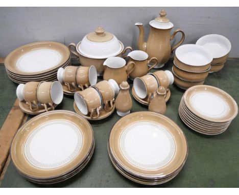 A collection of Denby Seville stoneware tea and dinner service comprising of eight cups, saucers, salad plates and tea plates
