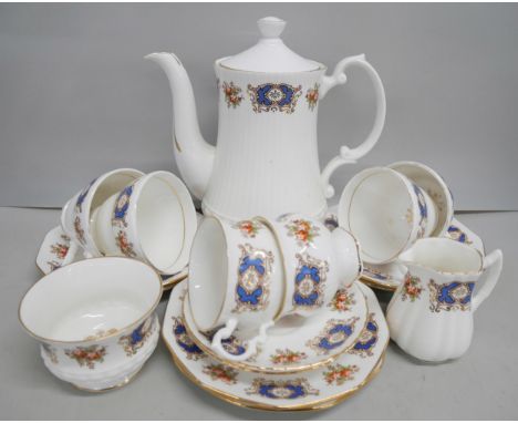 A collection of Royal Sutherland tea and dinnerware including teapot, saucers, dinner plates, tureen, serving dishes and more