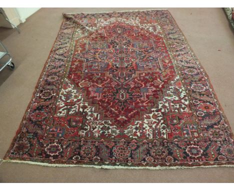 Vintage Persian handmade Heriz carpet, 139” x 100”