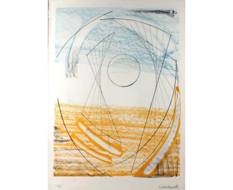 Dame Barbara Hepworth lithograph "Porthmeor" one of a series of twelve printed in 1969 No. 38/60, home edition, signed in pen