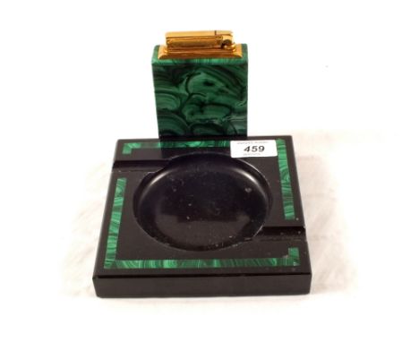 A malachite ashtray and cigar lighter 