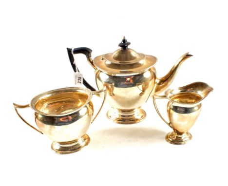 A Silver three piece tea set, Sheffield 1912