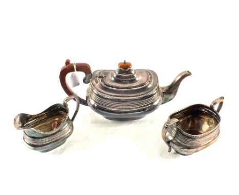 A Silver three piece tea set, Birmingham 1946