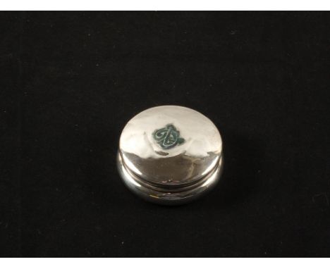 A Liberty's & Co. Archibald Knox Silver and enamel pill box, Birmingham 1904 (lid has repairs)