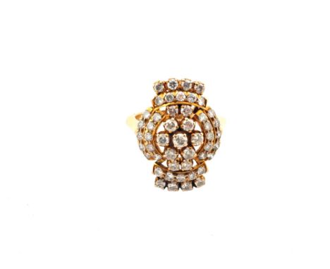 A Gold Diamond cluster ring, size K