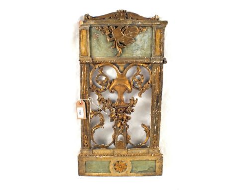 An 18th Century gilt and painted tracery panel (as found) 24" x 12"