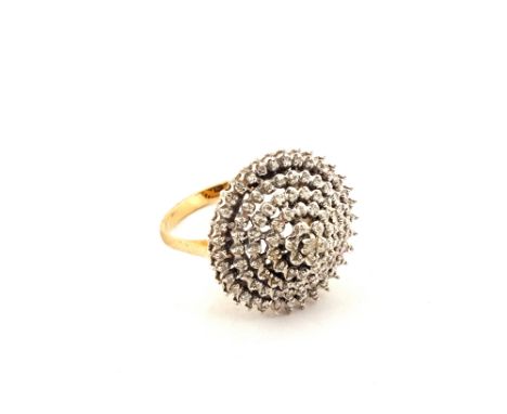 A 9ct Gold and Diamond chip cluster ring, size N