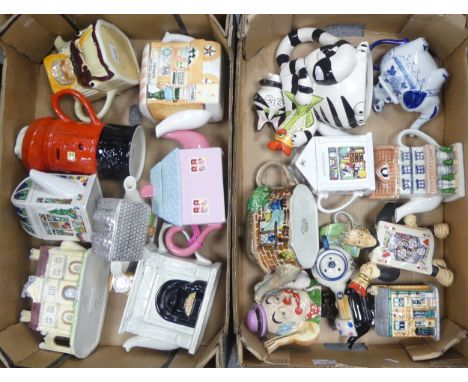 Eighteen Novelty Teapots including Cardew Designs, Wade and Tony Wood (2 Trays)