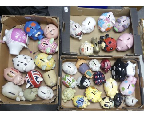 A Large Collection of Mostly Ceramic Moneybanks (3 Trays) 