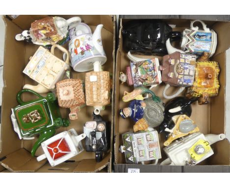 Eighteen Novelty Teapots including Royal Doulton Old Salt, Wade, Leonardo examples amongst others (2 Trays)