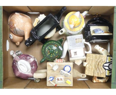 A Collection of Eight Novelty Ceramic Teapots to include examples from Sunshine Ceramics, Leonardo and several unmarked examp