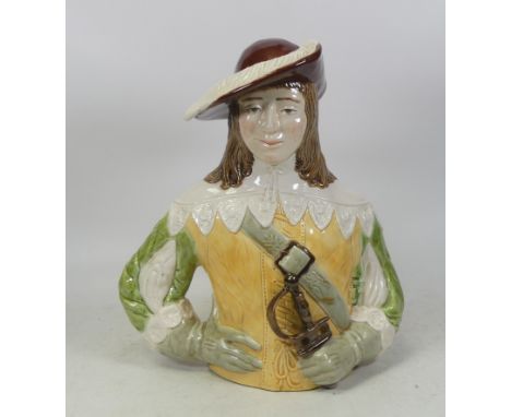A Ceramic Half Bust of a Cavalier in a Majolica Pallette. Height: 31cm 