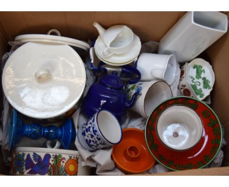 A substantial collection of ceramics, many continental and hand painted, including a vintage Villeroy and Bosch 'Acapulco' se