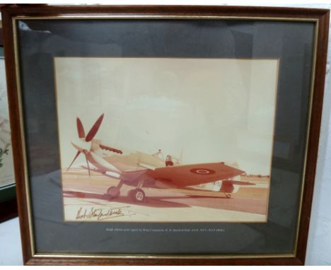 A single edition photographic print signed by Wing Commander R R Stanford-Tuck D.S.O D.F.C R.A.F 19 x 24cm