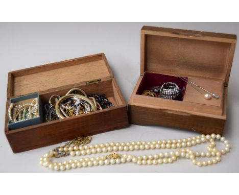 A collection of white and yellow metal jewellery, mostly necklaces and bracelets, including a modern 18ct gold plated bracele