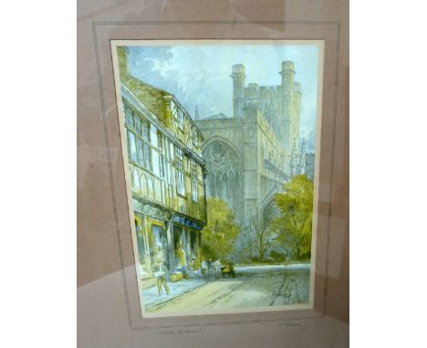 Four prints after Featherstone Robson (1880-1936, British), 'Chester Cathedral', 'Eastgate, Chester',  'Friar Bacon's Study',