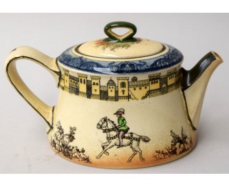 A Royal Doulton Burslem 'Falconry' teapot, circa 1913-20, 8cmH