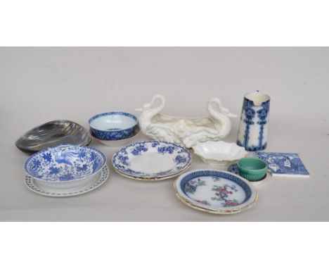 A selection of ceramics, including a late 19th century oval tray from Royal Doulton, a late 19th century plate from JHW & Son