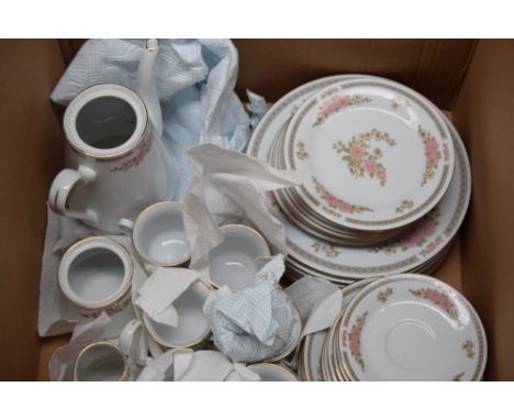 A complete tea set of Crown Ming china, comprising dinner plates, side plates, bowls, saucers, teacups, a teapot, a sugar bow