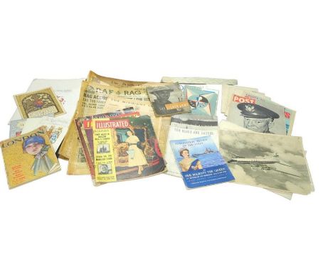 A quantity of mixed magazines and newspapers including 1951 Festival of Britain Guide, WWII period newspapers, HMSO Eighth Ar