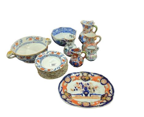 Royal Worcester "Vitreous" dessert bowls and larger serving bowl together with various Masons jugs, vases, plate etc