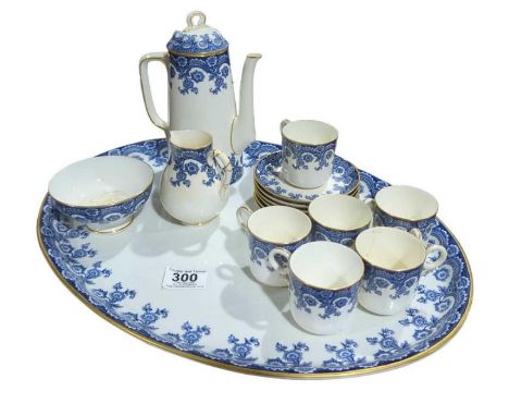 A Royal Worcester blue and white coffee service on large matching tray