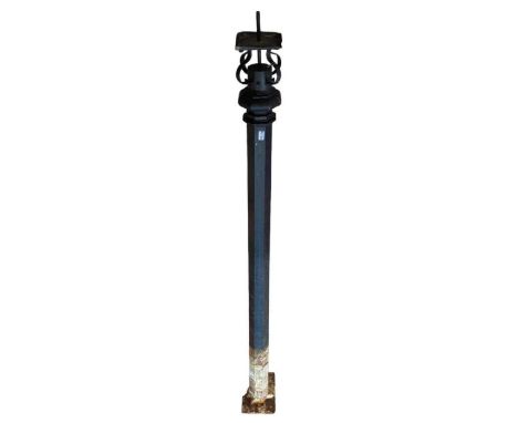 A painted cast iron lamp post, 248cm long 