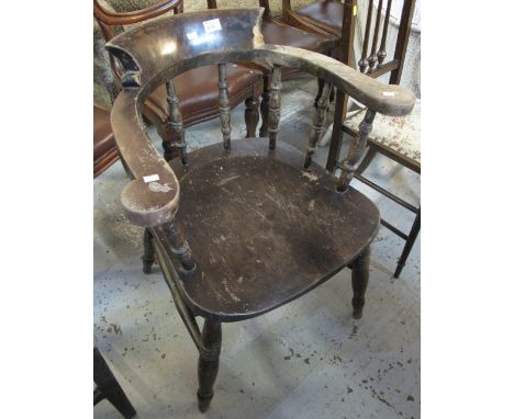 Early 20th Century beech smoker's bow elbow chair.