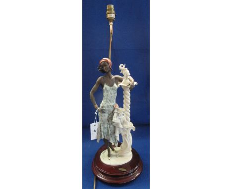 Italian ceramic figural table lamp, a limited edition, signed, labelled Guiseppe Armani.  With shade.