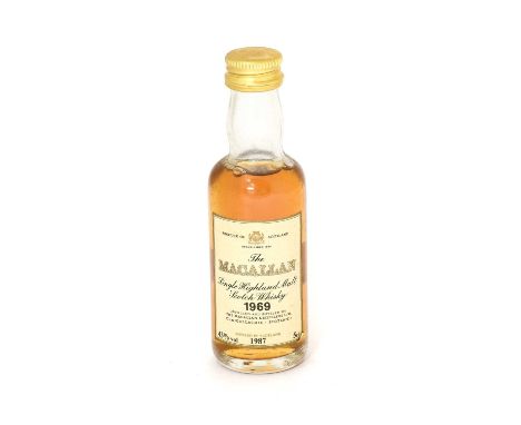 Macallan 1969 Single Highland Malt Scotch Whisky, bottled in 1987, 43% vol 5cl (one miniature)