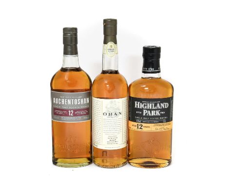 Highland Park 12 Year Old Single Malt Scotch Whisky, 40% vol 70cl (one bottle), Oban 14 Year Old Single Malt Scotch Whisky, 4