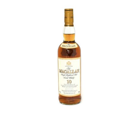 Macallan 10 Year Old Single Highland Malt Scotch Whisky, 40% vol 700ml, in original cardboard sleeve (one bottle)