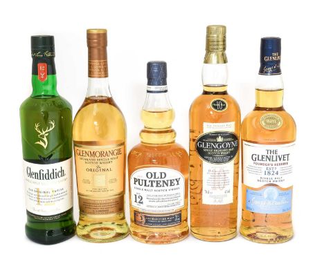 Glengoyne 10 Year Old Single Highland Malt Scotch Whisky, 40% vol 70cl (one bottle), Old Pulteney 12 Year Old Single Malt Sco