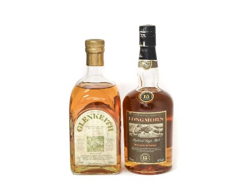 Glenkeith 1983 Single Highland Malt Scotch Whisky, 43% vol, 1 litre (one bottle), Longmorn 15 Year Old Single Malt Scotch Whi