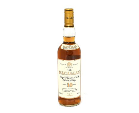 Macallan 10 Year Old Single Highland Malt Scotch Whisky, 40% vol 70cl, in original cardboard sleeve (one bottle)