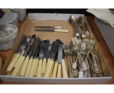 A selection of table wares and loose cutlery including Firth, Gladwin and Radiant silver