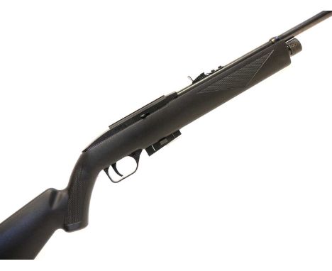 Crosman model 1077.177 air rifle / carbine, serial number 015111126, with 18 inch barrel fitted with iron sights, black synth