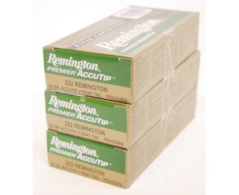 60 rounds Remington Premier Accutip 222 50gr Accutip V Boat TailUK FIREARMS LICENCE WITH CORRECT AMMUNITION ALLOWANCE REQUIRE