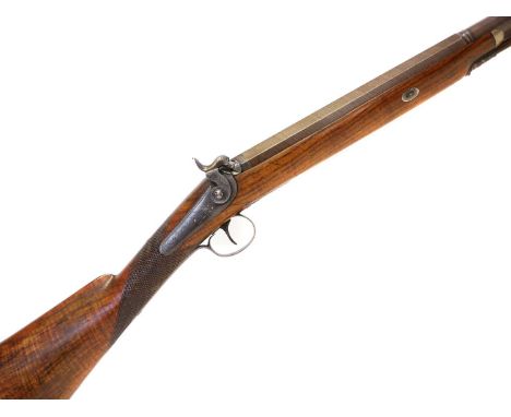 Showell of Sheffield 10 bore single barrel percussion shotgun, 30 inch Damascus Spanish form barrel with platinum breech plug